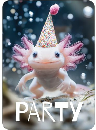 PACKLIST® Einladungskarten Axolotl-Party – 12x Perfekte Geburtstagseinladungen – Einladungskarten für Jungen & Mädchen, ideal für eine süße und unvergessliche Unterwasser-Feier!