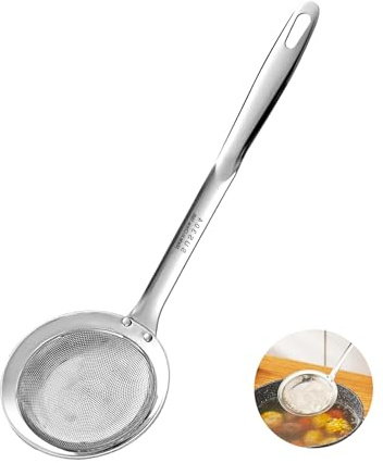 Ugotit Skimmer Spoon & Strainer Ladle, One-Piece Stainless Steel, No Crevice Perforated Skimmer Ladle, Strainer Spoon for Grease, Oil, Hot Pot, Dishwasher Safe