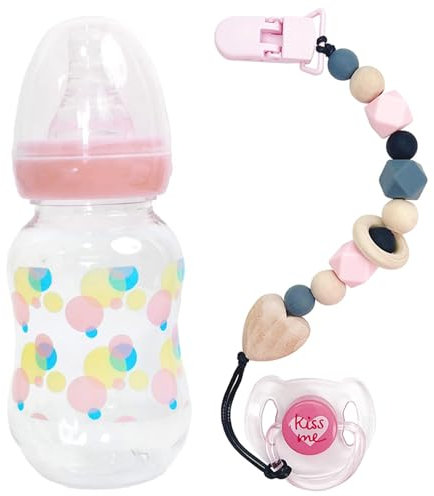 Baby Doll Bottles Set, Baby Doll Feeding Set with Pacifiers, Bottle and Silicone Pacifier, Fun Simulation Dolls Accessories for Kids Gift