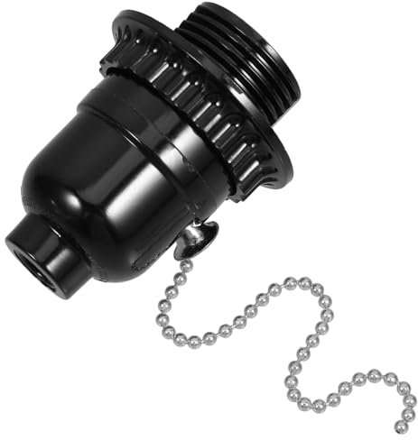 GALPADA Portalampada Con Cordino in Bachelite Presa E27 Tirare La Lampada a Catena Presa Luce Con Catenella Portalampada Con Catenella Portalampada a Tiretto Nero Addominali