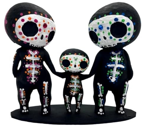 GIWFBQTR Skull Family Figurines Resin Crafts Cute Statue Decorative Sugar Skulls Hand Easy Install -A