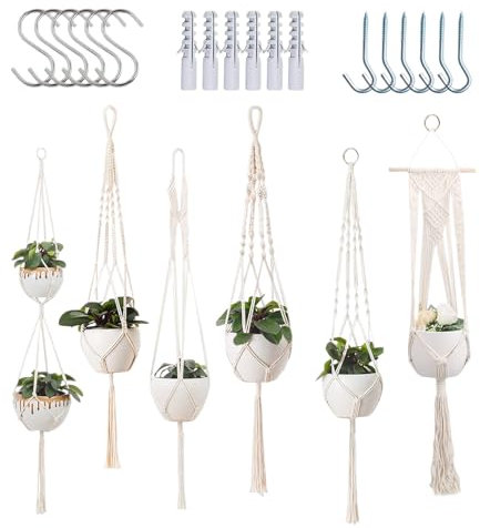 Générique Porte – Lote de 6 soportes para macetas – Portas colgante decorativo para grasa, balcón y ventana, sala de estar dormitorio cocina