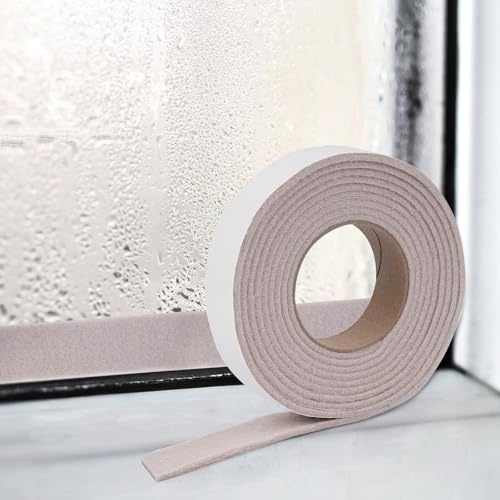 Anti Kondenswasserstreifen für Fenster, Kondensations Filz Klebeband, Beige | Selbstklebendes Kondensband, Gegen Kondenswasser am Fenster, Jeder Meter kann bis zu 130 Gram Wasser aufnehmen, 4m x 3cm
