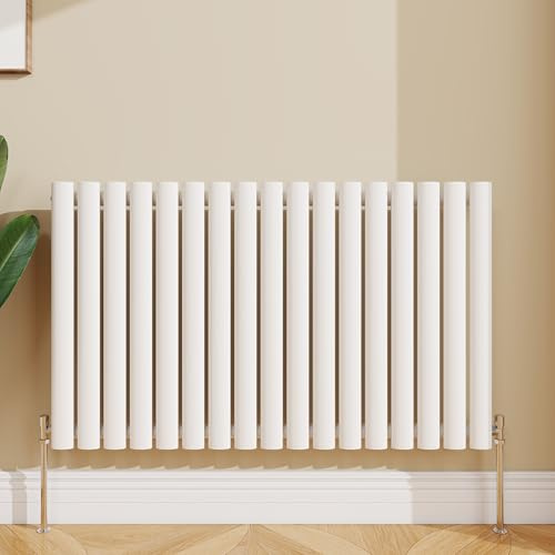 SLINE SANITARY Horizontal Oval Column Rradiator Bathroom Central Heating White 600×1003mm Single Panel Radiator
