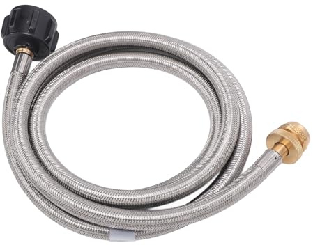 FTVOGUE Adaptateur de Tuyau de Gaz de 5 Pieds, en Acier Inoxydable à Haute durabilité, Connecte un Réservoir de Gaz de 1 Lb à 20 Lb pour Barbecue de Camping et Chauffage Buddy