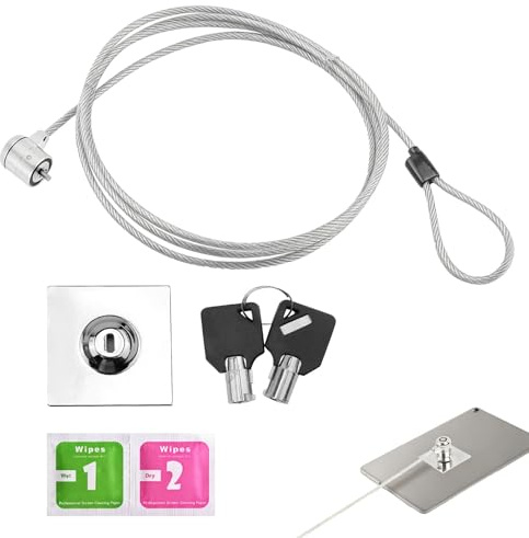 Sylkeov Candado de Seguridad para Laptop con Cable de Acero Galvanizado de 2m y Llave, Cerradura de Seguridad Universal para Dispositivos Electrónicos, Aplicable a Portátiles, Tabletas y Smartphones
