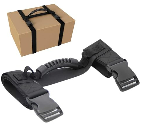 Box Tragegurt mit Griff, H-Stil Schwarz Handheld Nylon Gürtel für einfaches Anheben, Umzugshilfegurte für Boxen, Gepäck, Lebensmittel (L)