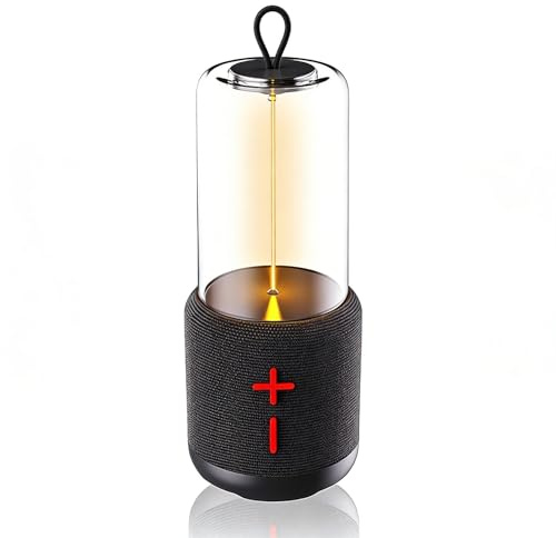 Lampe Camping mit Bluetooth Sprecher, Vintage Campinglampe Aufladbar Lautsprecher, IPX 5 Wasserdicht Campingleuchte für Camping und Outdoor Aktivitäten, Schwarz