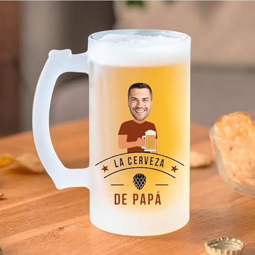 Transparent Gift Jarra de Cerveza de Papá con Foto Personalizada. Jarras de Cerveza Personalizadas. Regalos Originales para Hombres y Día del Padre. Regalos Novios, Padres, Padrinos y Abuelos.