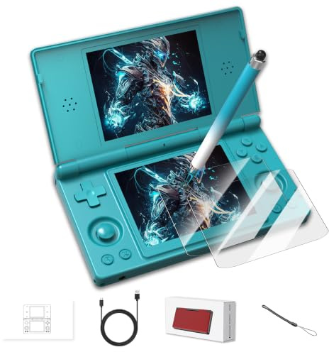 HKOORLAMULS Consola Retro Juegos con lápiz óptico capacitivo,Consola Retro Portatil Android14,Emulador Consola plegable de doble pantalla de 4 pulgada,batería de 4000mAh (Azul Turquesa)