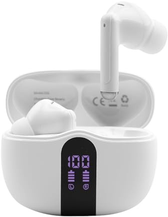 Cuffie auricolari NCC S56 compatibile con Xiaomi, wireless con tecnologia ENC clear calls per chiamate nitide, Bluetooth 5.3, ricarica rapida USB-C, design ergonomico e leggero, Bianche