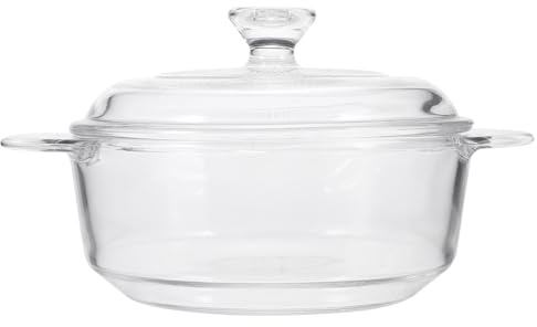PATKAW Olla de Vidrio Templado Resistente al Calor Capacidad de 1l, Diseño Asas para Cocinar Alimentos para Bebés y Leche Hogar o Vaporera