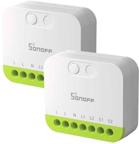 SONOFF MINI Duo 2-Channel Zigbee Smart Switch, Zigbee 3.0, 16A Total Load, Remote & Automated Control via Zigbee Hub, Neutral Required, Alexa/Google Assistant Compatible, 2 Pack