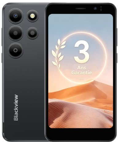 Blackview Handy Ohne Vertrag Android 16, 5 HD+ IPS Smartphone Ohne Vertrag, 12GB+32GB/1TB, 4G Dual SIM/Face ID/GPS, Schwarz