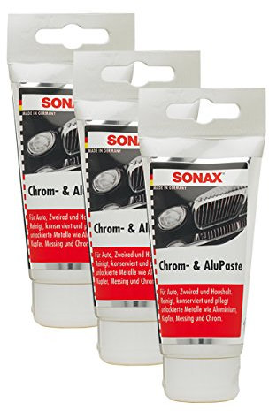 SONAX 3X 03080000 Chrom- & AluPaste Poliermittel Pflegepaste 75ml