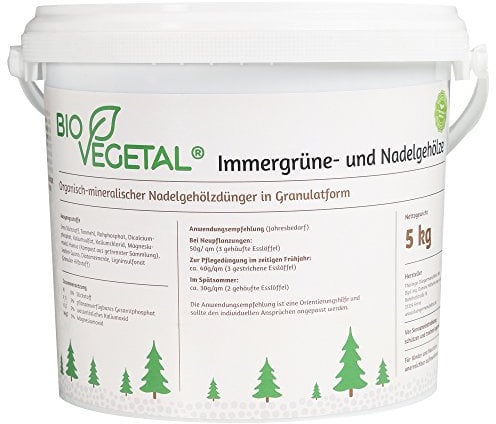 BioVegetal Fertilizzante per abete con guano e effetto naturale a lungo termine fissando i nutrienti mediante argilla, 5 kg ora in un sacchetto di carta riciclabile e richiudibile