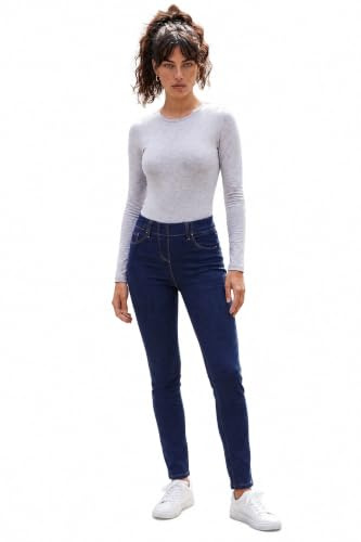 Roman Originals Jeggings for Women UK Jean Ladies Stretchy Trousers Denim Leggings High Waist Rise Pull On Skinny Straight Leg Cotton Pants Smart Casual - Indigo (31 inch) - Size 18