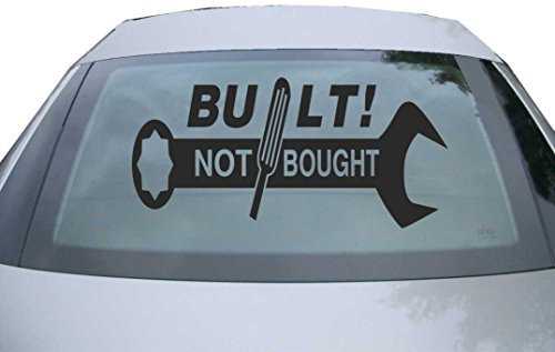 Indigos UG Aufkleber Heckscheibe & Motorklappe - schwarz - 600x285 mm - built! not bought - selbstklebender Sticker für Auto, Fenster, Bus oder LKW