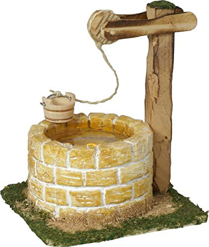WeWi Krippenbeleuchtung - Hirtenbrunnen beleuchtet mit Wasserimitat - Sandsteinfarben