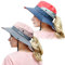 Muryobao Sommer-Sonnenhut für Damen, Pferdeschwanz, UV-Schutz, breite Krempe, faltbar, Safari-Angelmütze, 2 Stück, 2er-Pack, Rot und Rosa, Einheitsgröße