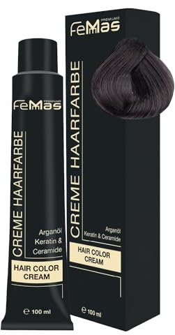 FemMas Haarfarbe Helle Kühle Kastanie 5.91 I Creme Haarfarbe mit Arganöl, Keratin & Ceramiden I Als dauerhafte Haarfärbung oder Tönung für strahlende, haltbare Farbergebnisse I 100 ml