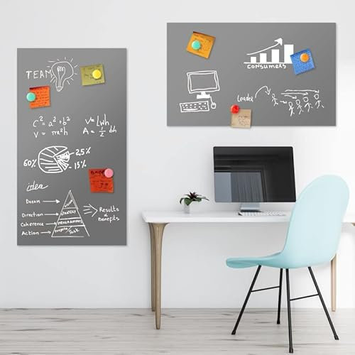 Tafelfolie magnetisch 50x100cm 40x100cm 30x100cm | grau |Selbstklebende magnetische Tafelfolie | Kreidetafel | Memotafel Kühlschrank Tafel | Magnetfolie (50x100)