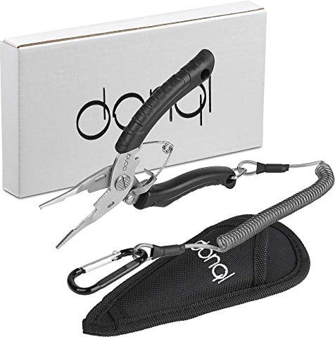 DONQL Fishing Pliers Fishing Hook Remover Stainless Steel Fishing Tongs Multifunctional Split Ring Pliers Line Cutter Handy as Disgorger & Scissor