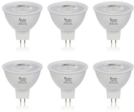 Simba Lighting LED MR16 5W 12V Light Bulb, GU5.3 Bipin Base, 2700K, 6 Pack