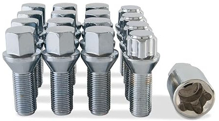Chrome Set of 12 Wheel Bolts & 4 Locking Wheel Nuts for Mini Cooper 2007-On PN.SFP-12BM425+B425157
