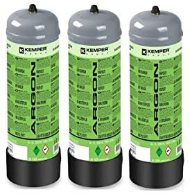 KEMPER - Pack 3 Bouteilles de gaz ARGON PUR 110 Bar 2.2 Litres Soudage semi-automatique MIG-Bonbonne gaz Grande contenance Jetable