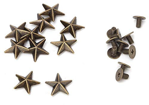 10 Set Metal Star Nieten 14mm Kleidungsstück Nieten Ledernieten Nieten und Spikes für Leder Craft Kleidung Taschen Gürtel Hundehalsband Schuhe(Bronze)