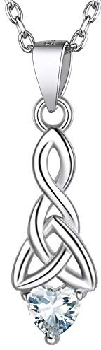 Suplight Damen Kette Silber 925 Romantische Kristall Halskette mit Geburtsstein April 45cm verstellbare Rolokette mit Runde Zirkonia Mondstein Schmuck Bergkristall Accessoire für Damen Mädchen