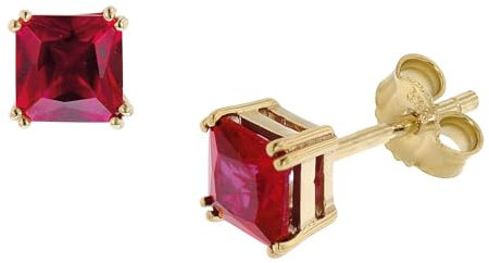 trendor Damen-Ohrstecker Gold 333 / 8K Ohrringe Synthetischer Granat Ohrschmuck aus Echtgold, elegante Geschenkidee für Damen, 51680-07