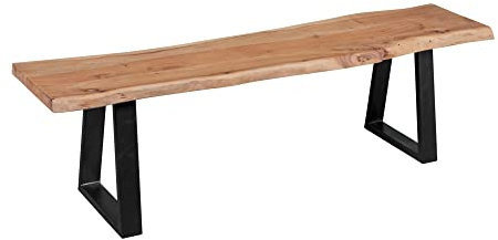Esszimmer-Bank Gaya Baumstamm Massivholz Akazie 160 x 45 x 40 cm | Robuste Naturholz Küchenbank mit hoher Stabilität | Echtholz Essbank mit Baumkante | Holzbank im Landhaus-Stil