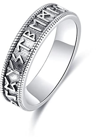 Viking Rune Ring 925 Sterling Silber Wikinger Nordische Nordische Ringe Amulett Schmuck für Männer Frauen Größe 7-9