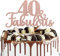SYKYCTCY 1 PCS 40 & Fabulous Cake Topper Rose Gold Glitter Cheers to Happy 40th Birthday Cake Toppers Forty and Fabulous Cake Pick Decorations for 40th Wedding Anniversary Birthday Party Supplies
