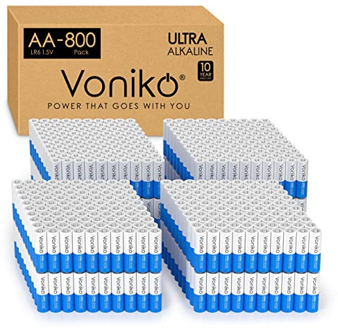 Voniko - Premium Grade AA Batteries - (800 Pack) - Alkaline Double A Battery - Ultra Long-Lasting, Leakproof 1.5v Batteries - 10-Year Shelf Life