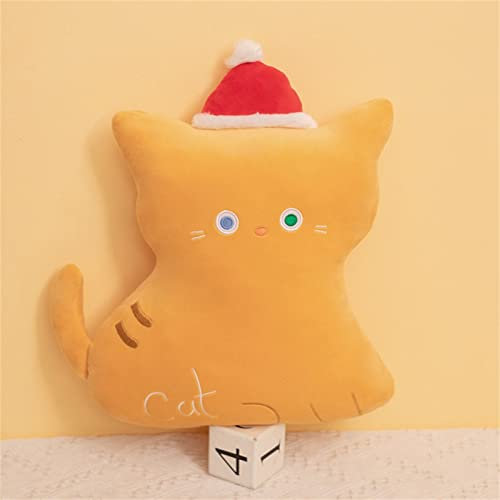 EXQULEG Kuschelkissen Kinder, Weihnachtsbaum Schneemannkissen Schmusekissen Dekokissen Mit Füllung Zierkissen für Babyzimmer, Wohnzimmer, Schlafzimmer, Kinderzimmer, Weihnachten Deko (Katze 41cm)