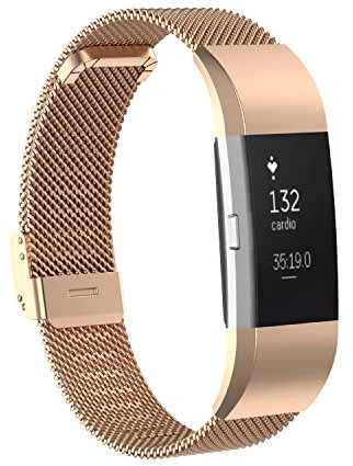 Gheper Metallband Kompatibel mit Fitbit Charge 2 / Charge 2 HR Mesh Woven Edelstahl Smartwatch Armbänder Ersatzarmband