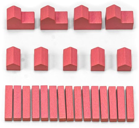 Waldfelsen® Hozfiguren: 4 Städte, 5 Siedlungen und 15 Straßen geeignet für Die Siedler (Farbe: Rose)