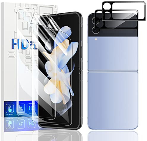 Vizvera [ Pack de 2 protectores de pantalla para Samsung Galaxy Z Flip 4 + 2 Pack Flip 4 Lente Vidrio Templado Protector de Pantalla HD Transparente Resistente a Arañazos Protector de Pantalla para