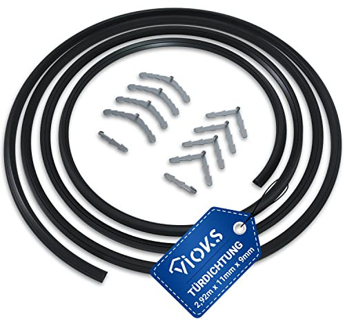 VIOKS Backofen Dichtung Zuschneidbar 2920mm mit 10x Befestigungshaken - Backofen Dichtungsgummi Schwarz, Dichtband Ofen Flexibel & Backofen Zubehör