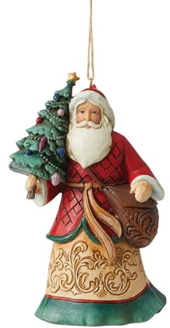 Enesco Jim Shore Dekofigur Weihnachtsmann mit Baum und Spielzeugtasche