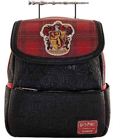 Loungefly - Harry Potter - Gryffindor Plain Mini Backpack and Wand - Amazon-Exklusiv - Niedliche Sammeltasche - Geschenkidee - Offizielle Handelswaren - Für Jungen, Mädchen Men und Frauen
