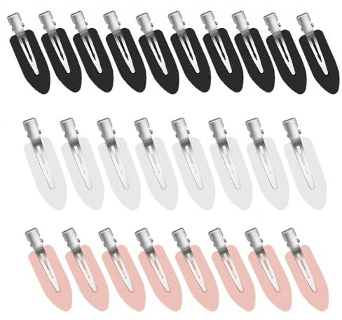 ZEVONDA 26 PCS Sin Pinzas para Cabello - Sin Pinzas para Cabello Dobladas Clips de Peinado para Niñas Horquillas para Niñas Mujeres (Negro, Rosa, Blanco)