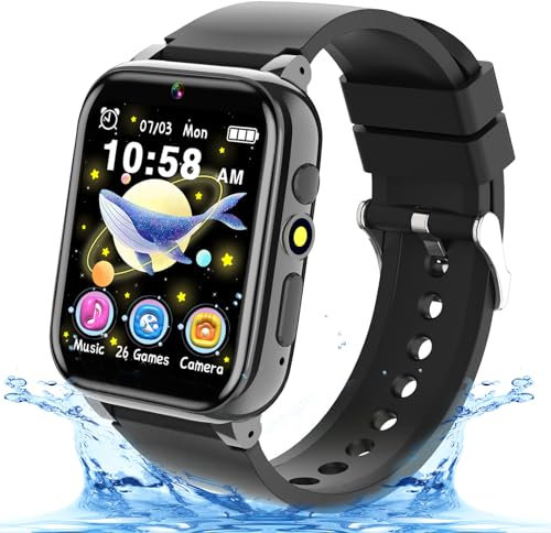GLKYSOE Montre Connectée Enfant, 1.7” Montre Intelligente Enfant avec Livres Audio & Jeux, Carte D'étude Musique Alarme Podomètre Torche, Smartwatch Cadeaux pour Fille Garçon 3-12ans
