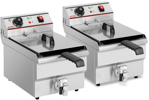 Lot de 2 - Friteuse électrique 8 L - 3000 W - Robinet de Vidange - Inox