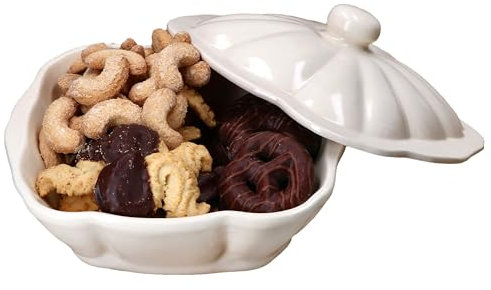 MamboCat Gloria Gebäckdose mit Deckel cremeweiß I italienische Keramik-Dose für Pralinen, Obst, Dessert & Co. I rechteckige Vorratsdose mit Relief für Kekse & Plätzchen
