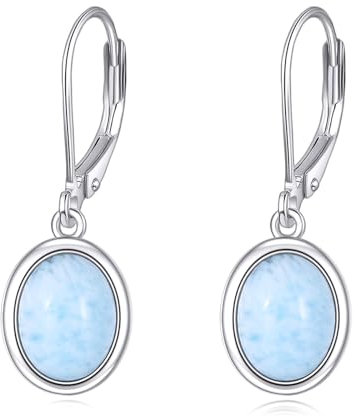 POPLYKE Larimar Ohrringe für Frauen Sterling Silber Leverback Ohrringe Larimar Schmuck Geschenk für Mädchen (larimar 2)