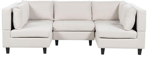5-Sitzer Wohnlandschaft Stoffbezug beige U-förmig modular modern Unstad
